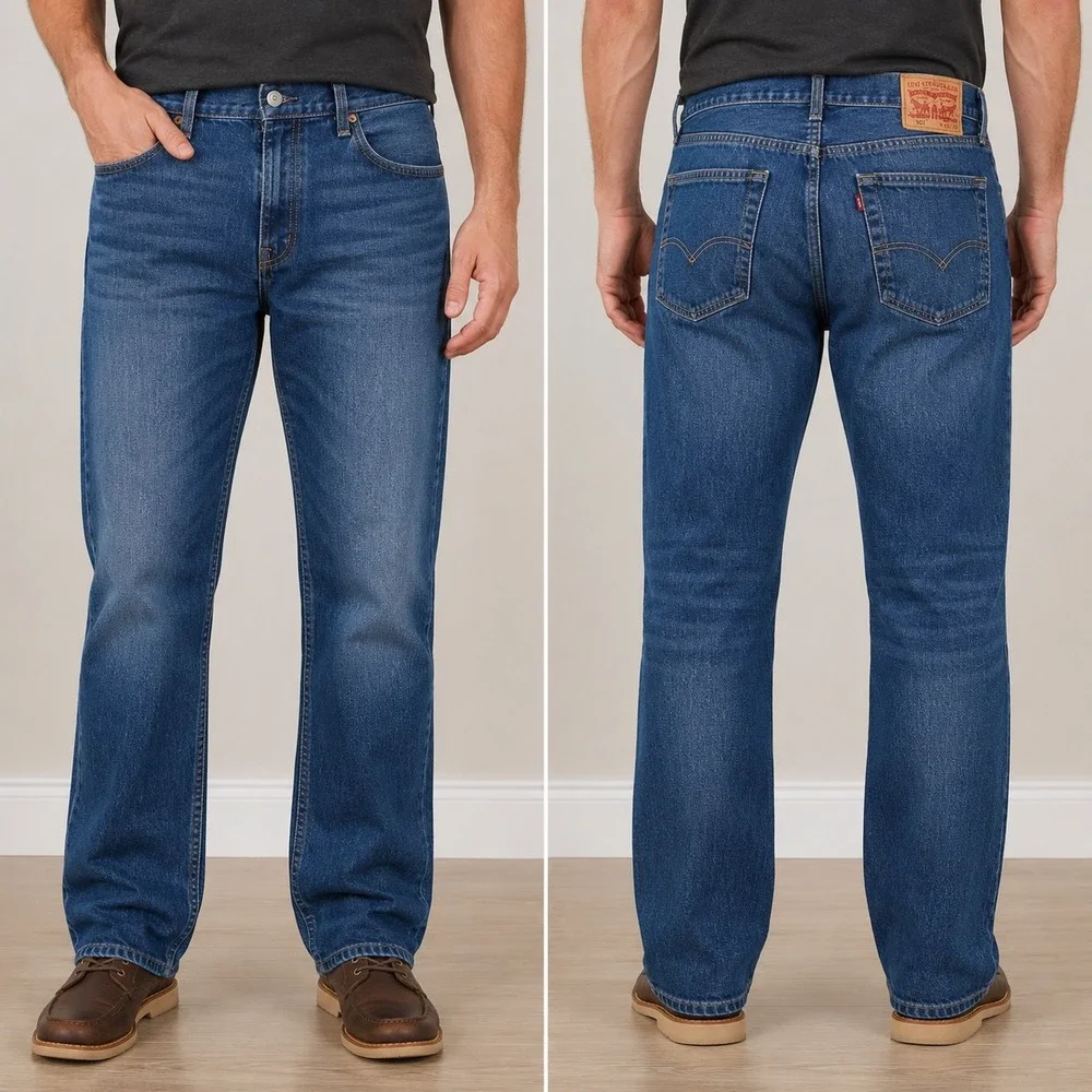 Levis 501 Original Fit Mens Blue Denim Jeans 42x32 Button Fly Medium Wash